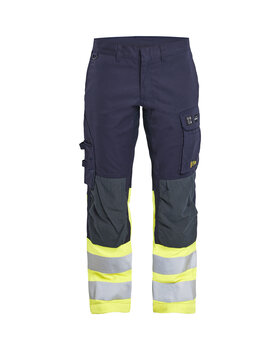 Multinorm Arbeitshose Inhärent mit Stretch Marineblau/ High Vis Gelb