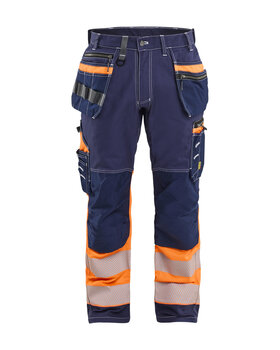High Vis Arbeitshose mit Stretch Marineblau/Orange