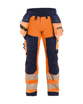 High Vis Softshell Arbeitshose High Vis Orange/Marineblau