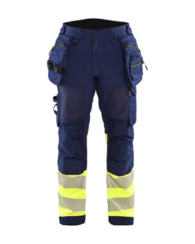 High Vis Arbeitshose Softshell Marineblau/ High Vis Gelb