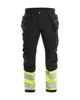 High Vis Arbeitshose 4-Wege-Stretch Schwarz/Gelb