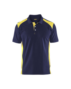 Polo Shirt Marineblau/ High Vis Gelb