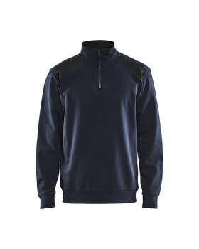 Sweater mit Half-Zip 2-farbig Dunkel Marineblau/Schwarz