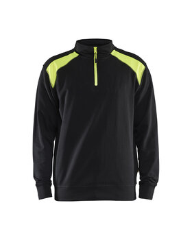 Sweater mit Half-Zip 2-farbig Schwarz/Gelb