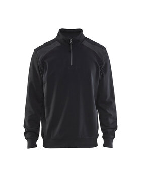 Sweater mit Half-Zip 2-farbig Schwarz/Mittelgrau