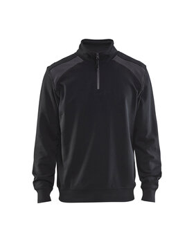 Sweater mit Half-Zip 2-farbig Schwarz/Dunkelgrau
