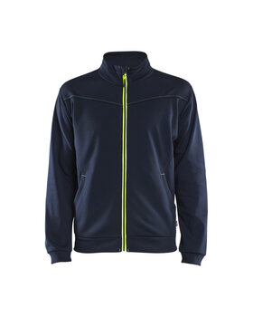Sweatjacke mit Reißverschluss Dunkel-Marineblau/HighVis Gelb
