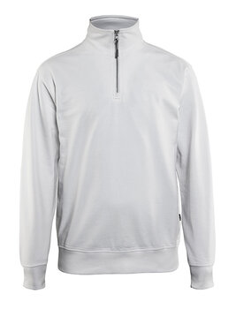 Sweatshirt mit Half-Zip Weiß