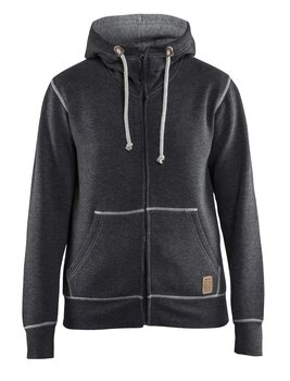 Damen Kapuzenjacke mit Reissverschluss Schwarz Melange