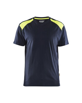 T-ShirtDunkel Marineblau/High Vis Gelb