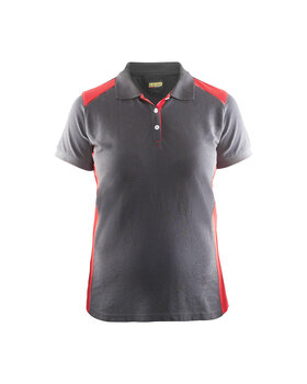 Damen Polo Shirt Grau/Rot