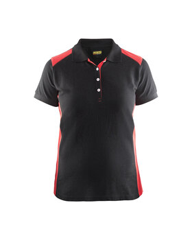 Damen Polo Shirt Schwarz/Rot