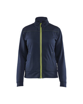 Damen Sweatshirt mit ReißverschlussDunkel Marineblau/High Vis Gelb