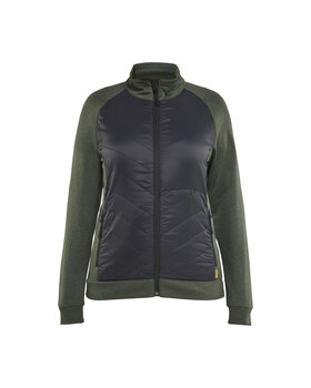 Damen Hybrid Sweater Herbstgrün/Schwarz