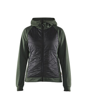 Damen Hybrid SweaterHerbstgrün/Schwarz