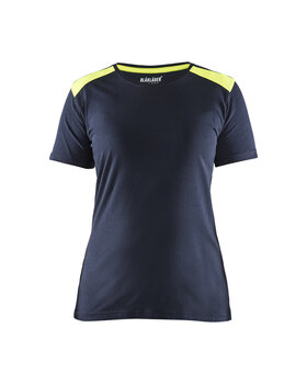 Damen T-ShirtDunkel Marineblau/High Vis Gelb