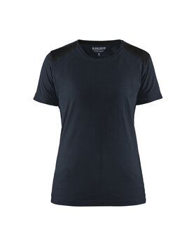 Damen T-Shirt Dunkel Marineblau/Schwarz