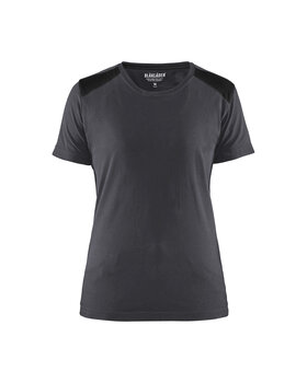 Damen T-Shirt Mittelgrau/Schwarz