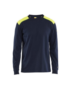 Flammschutz Langarmshirt Inhärent Marineblau/ High Vis Gelb