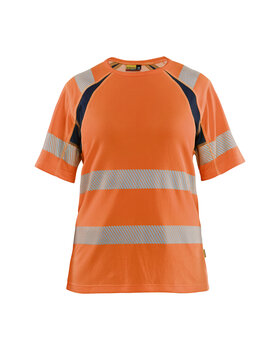 Damen High Vis T-Shirt High Vis Orange/Marineblau