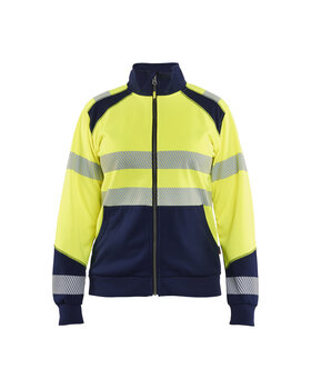 Damen Sweatshirt High Vis mit ReißverschlussHigh Vis Gelb/Marineblau