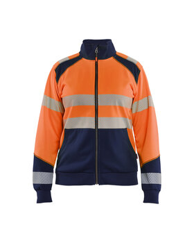 Damen Sweatshirt High Vis mit ReißverschlussHigh Vis Orange/Marineblau
