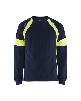 Langarm Shirt Marineblau/Gelb