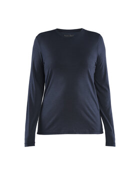 LANGARM-T-SHIRT AUS MERINOWOLLE FÜR DAMEN Dunkel Marineblau