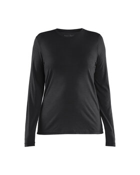 LANGARM-T-SHIRT AUS MERINOWOLLE FÜR DAMEN Schwarz