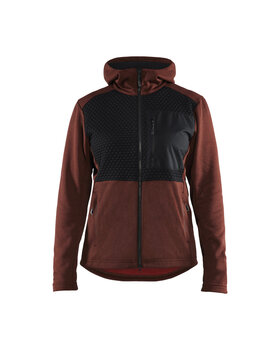 Damen Kapuzensweater mit Reißverschluss Rostrot/Schwarz