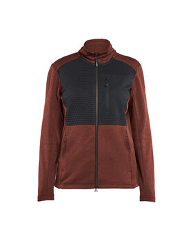 Damen Sweatshirt mit durchgehendem Reißverschluss Rostrot/Schwarz