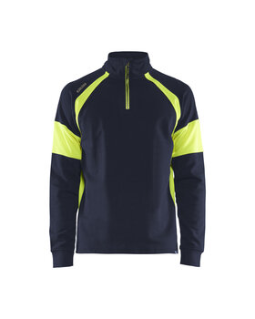 Sweatshirt mit High Vis Einsätzen Marineblau/ High Vis Gelb