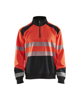 High Vis Sweatshirt Half-Zip High Vis Rot/Schwarz