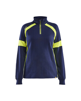 Damen Sweatshirt mit High Vis Marineblau/ High Vis Gelb