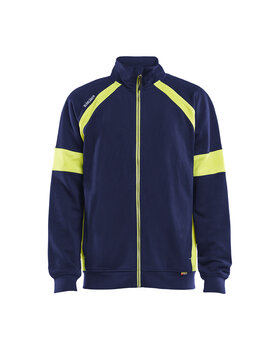 Sweatshirt mit High Vis Full Zip Marineblau/ High Vis Gelb