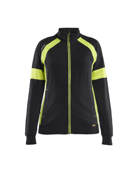 Damen Sweatshirt mit High Vis Full Zip Schwarz/Gelb
