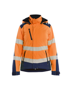 440102513 Leichte gefütterte Damen Softshell Winterjacke High Vis High Vis Orange/Marineblau
