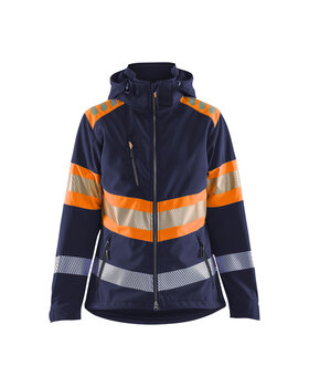 Damen High Vis Softshell JackeMarineblau/Orange