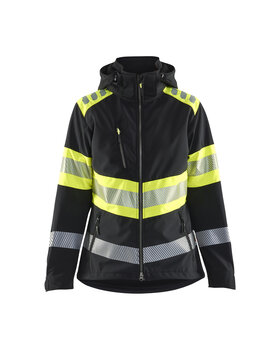 Damen High Vis Softshell Jacke Schwarz/Gelb