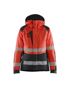 Damen High Vis Winterjacke High Vis Rot/Schwarz