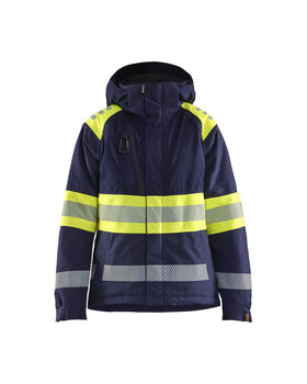 Damen High Vis Winterjacke Marineblau/ High Vis Gelb