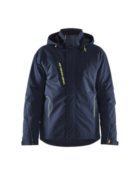 Leichte gefütterte Funktionsjacke 4-Wege-StretchDunkel Marineblau/High Vis Gelb