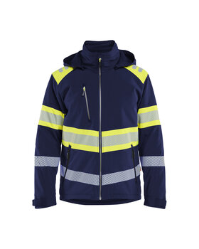 High Vis Softshell Winterjacke leicht gefüttert Marineblau/ High Vis Gelb