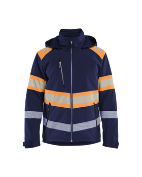 High Vis Softshell Winterjacke leicht gefüttert Marineblau/Orange