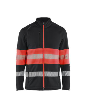 High Vis Fleecejacke Schwarz/High Vis Rot