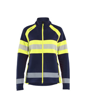 Damen Microfleece Jacke Marineblau/ High Vis Gelb