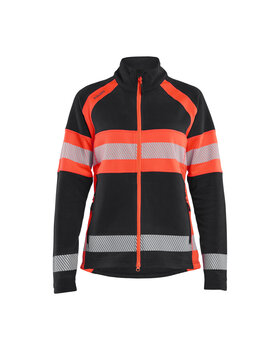 Damen Microfleece Jacke Schwarz/High Vis Rot