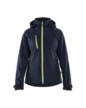 Damen Softshell JackeDunkel Marineblau/High Vis Gelb