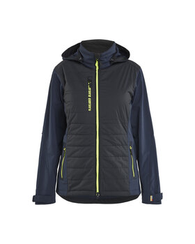 Damen Hybrid Jacke Dunkel Marineblau/High Vis Gelb