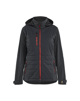 Damen Hybrid Jacke Schwarz/Rot